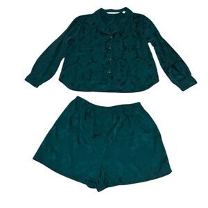 Victoria’s Secret Vintage Green Brocade Pajamas, 90s, Christmas, Medium